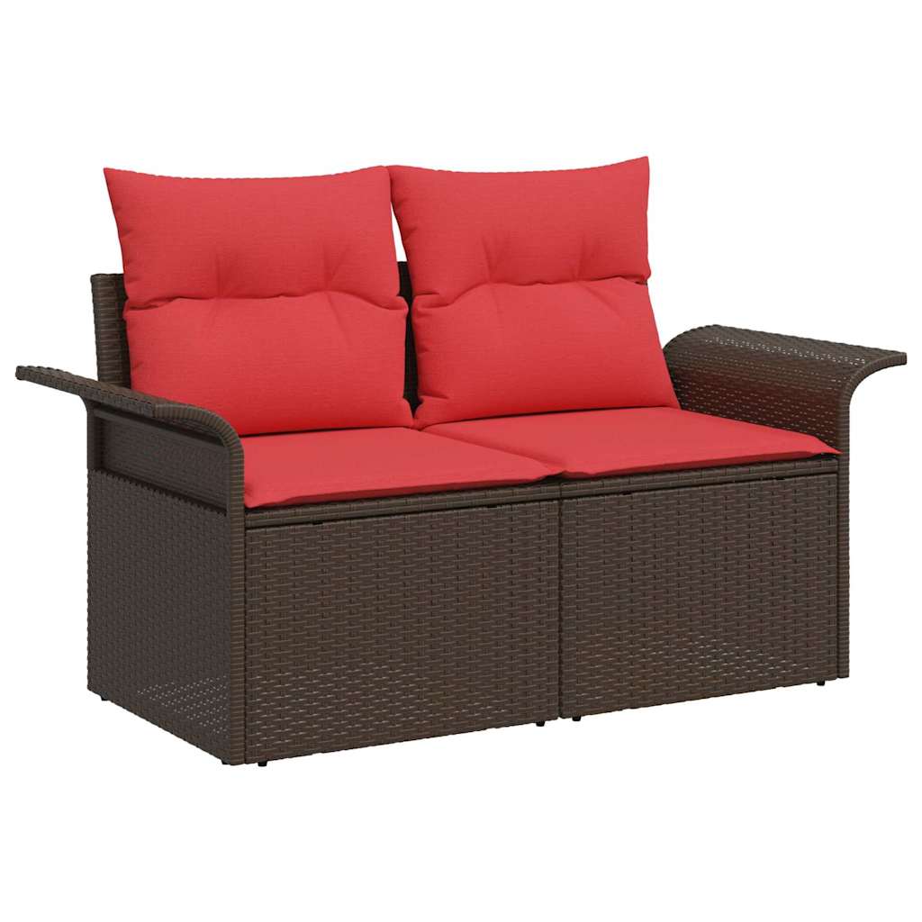 Tuin Sofa Set met kussen 10 pcs Bruin Poly riet – afbeelding 4