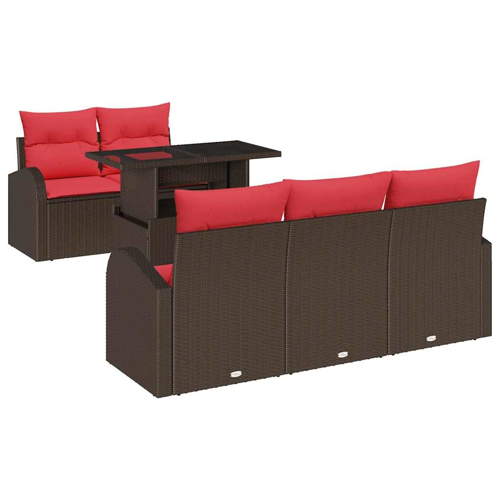 Tuin Sofa Set met kussen 6 pcs Bruin poly rattan – afbeelding 2
