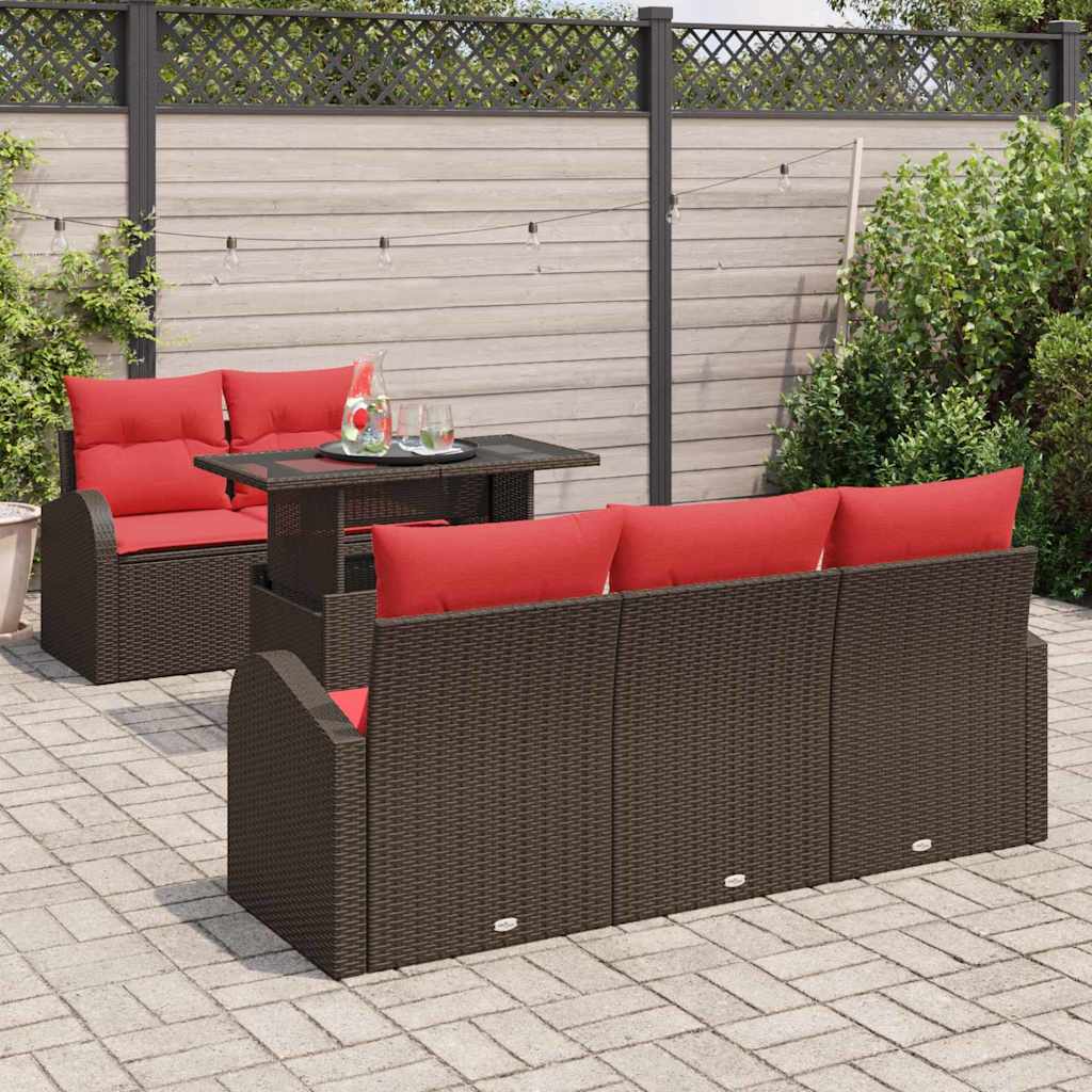 Tuin Sofa Set met kussen 6 pcs Bruin poly rattan – afbeelding 3