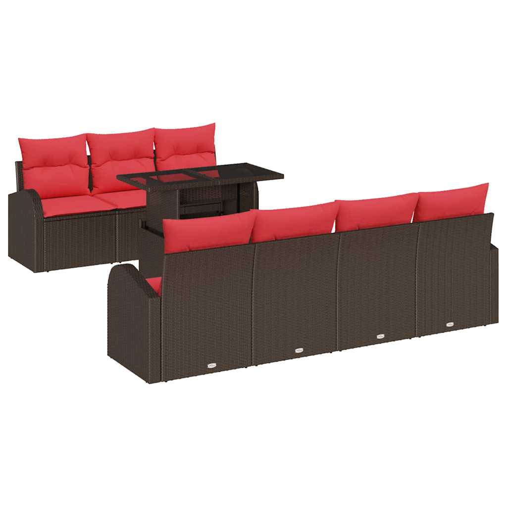 Tuin Sofa Set met opslag 8 pcs Bruin Poly riet – afbeelding 2
