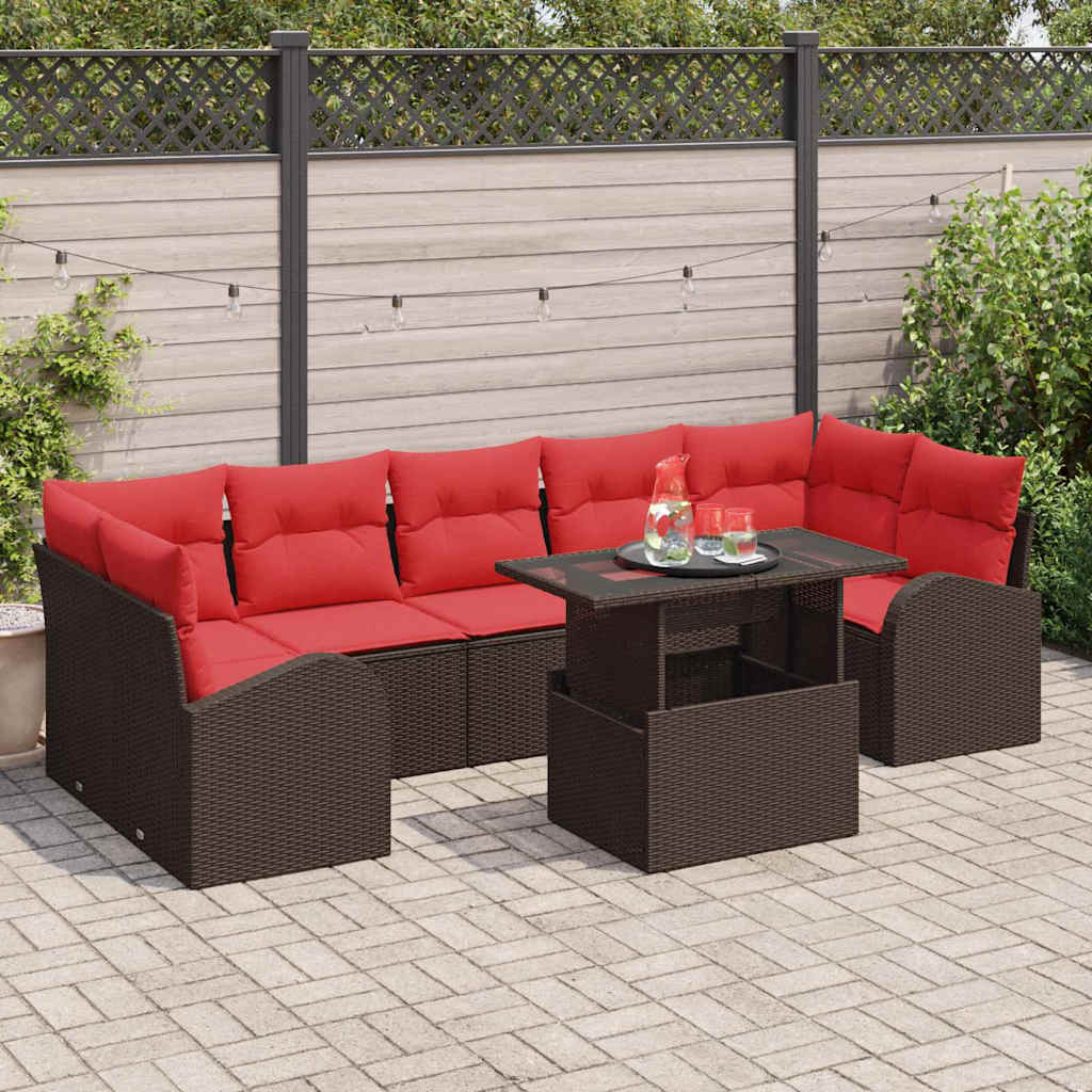 Tuin Sofa Set met opslag 8 pcs Bruin poly rattan