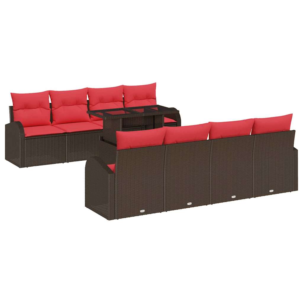 Tuin Sofa Set met opslag 9 pcs Bruin poly rattan – afbeelding 2