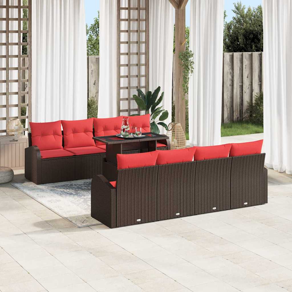 Tuin Sofa Set met opslag 9 pcs Bruin poly rattan – afbeelding 3