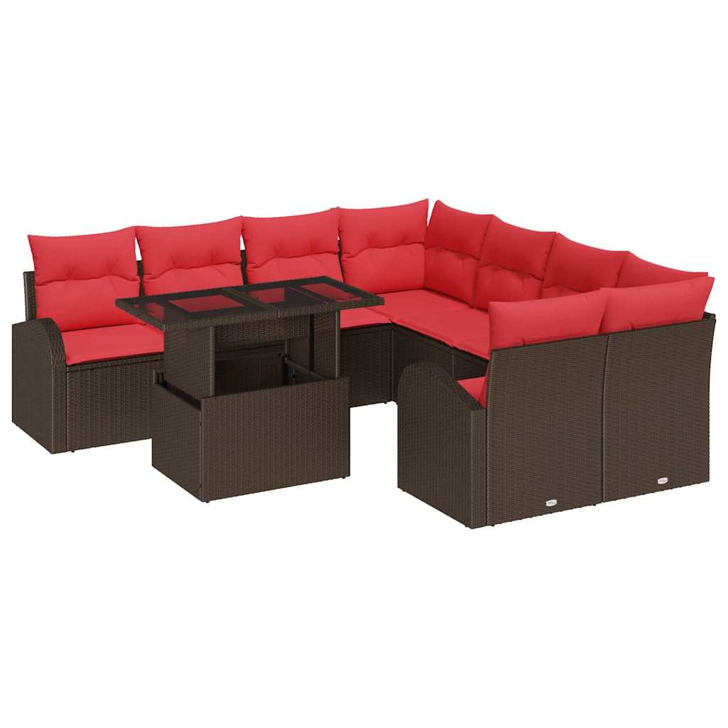 Tuin Sofa Set met opslag 9 pcs Bruin poly rattan – afbeelding 2