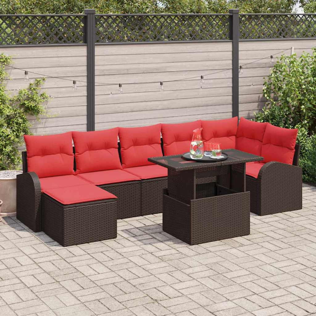 Tuin Sofa Set met kussen 8 pcs Bruin en rood