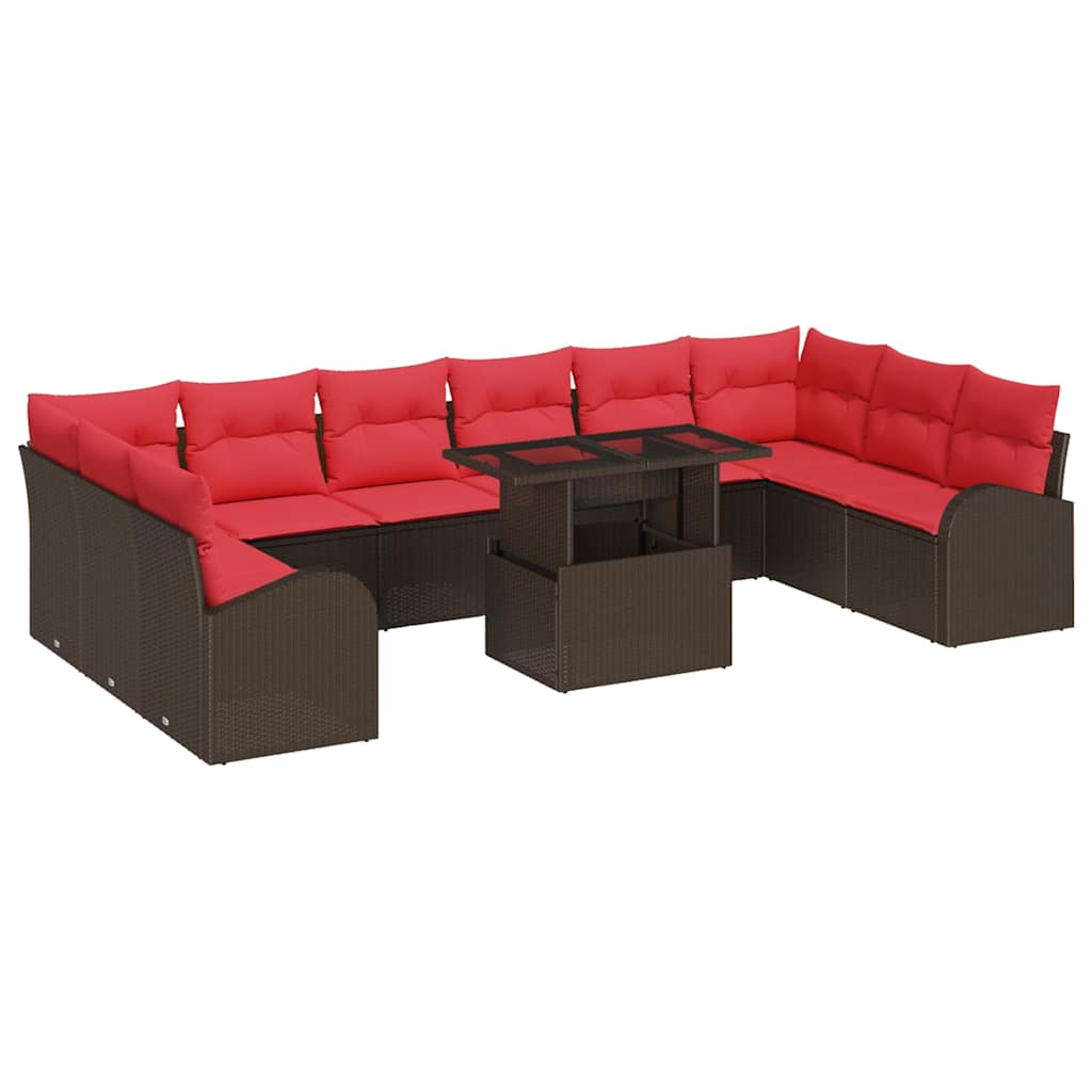 Tuin Sofa Set met opslag met kussen 11 pcs Bruin poly rattan – afbeelding 2
