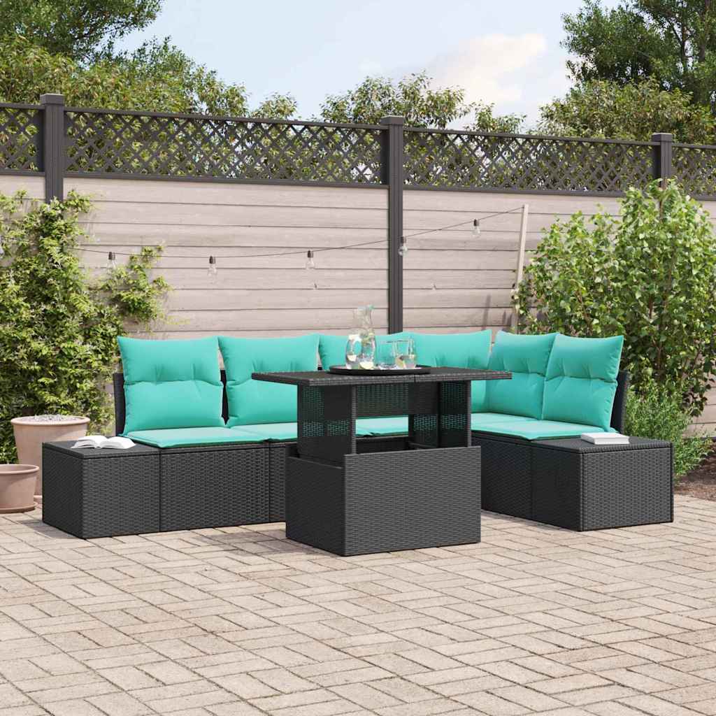 Tuin Sofa Set met kussen met opslag 6 pcs Zwart en blauw