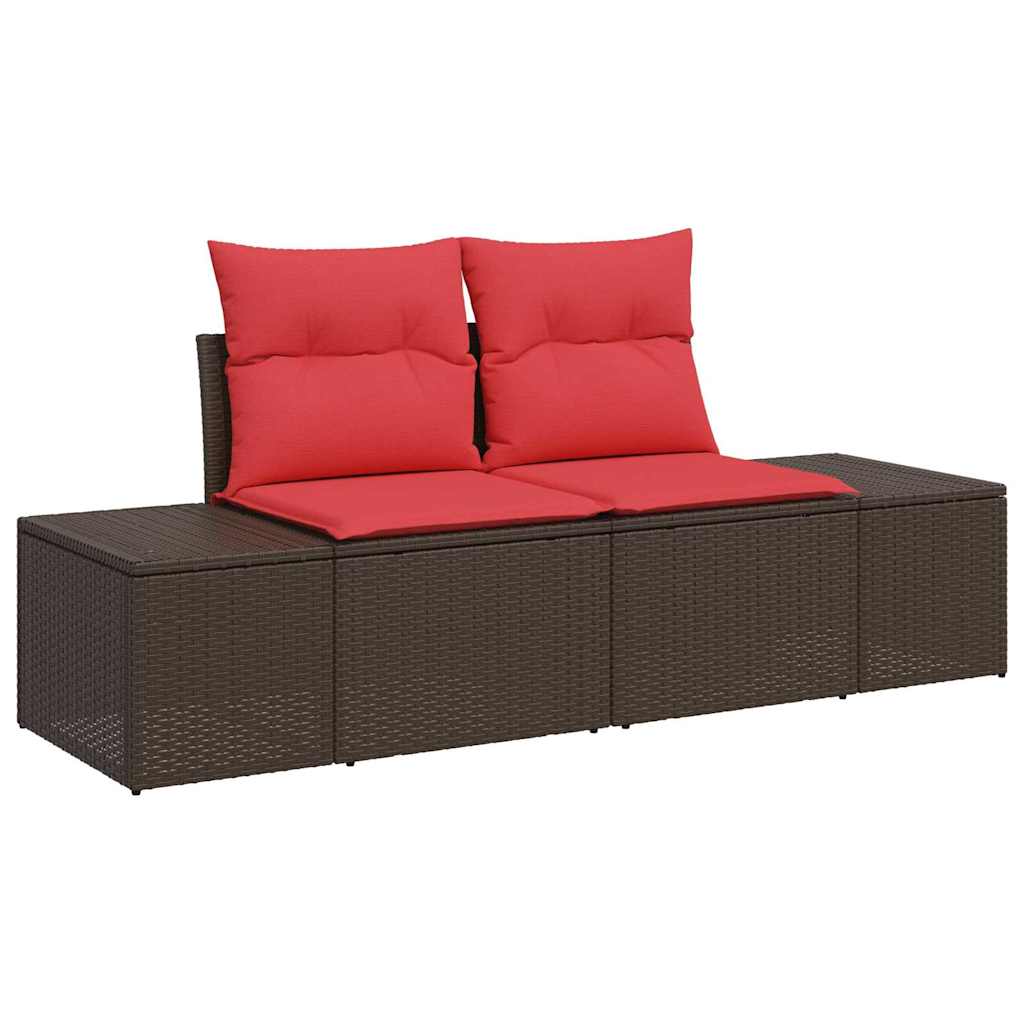 Tuin Sofa Set met kussen 8 pcs Bruin en Rood poly rattan – afbeelding 4