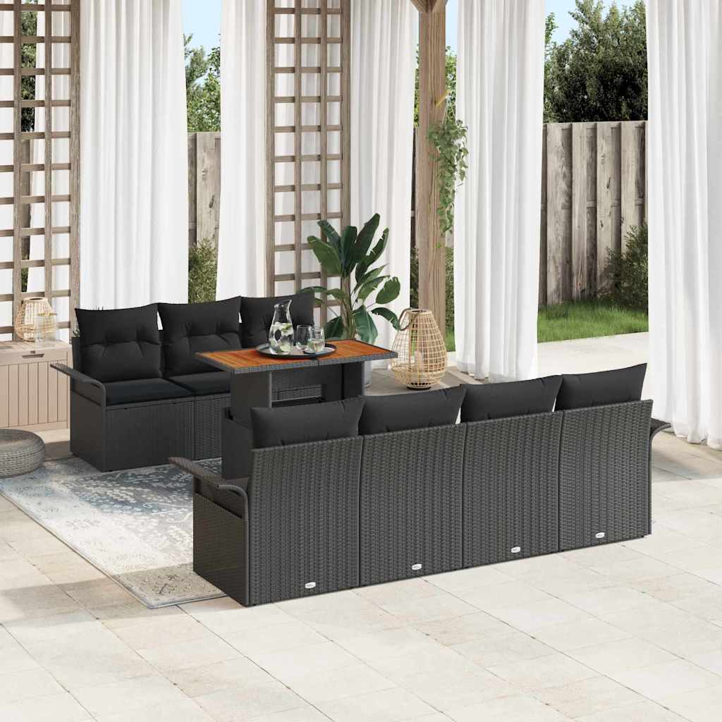 Tuin Sofa Set met kussen 8 pcs Zwart