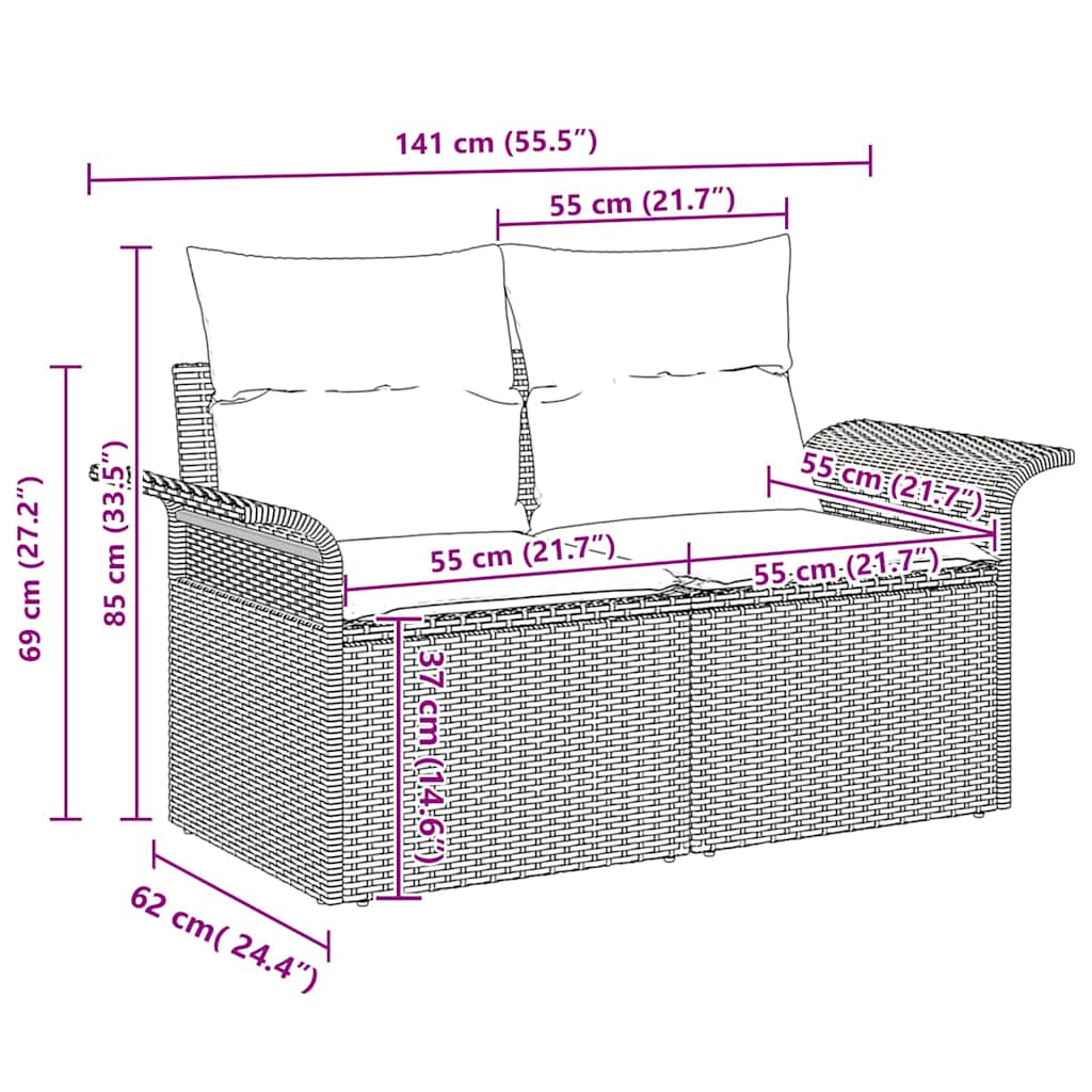 Tuin Sofa Set 8 st Zwart en crème – afbeelding 12