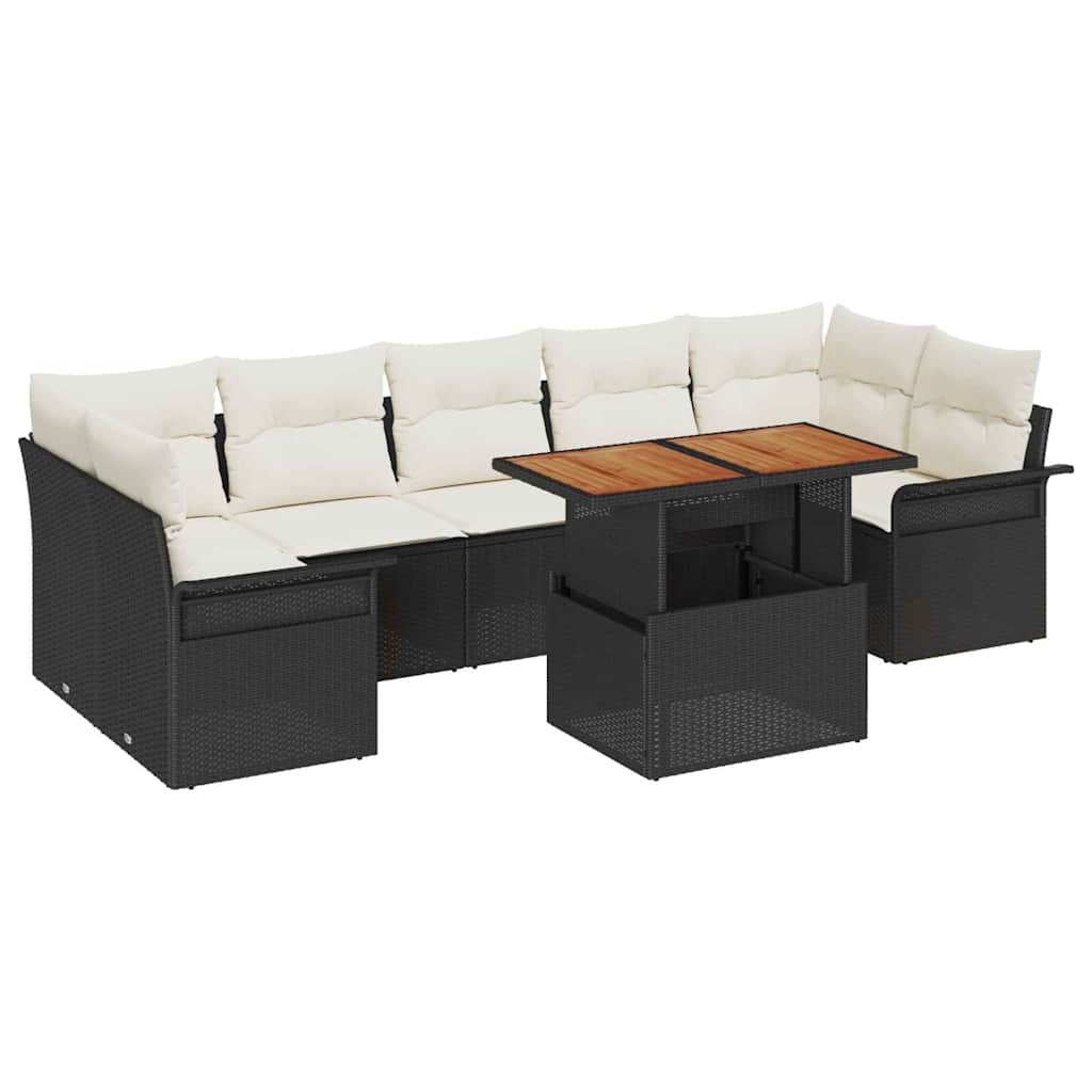 Tuin Sofa Set 8 st Zwart en crème – afbeelding 2