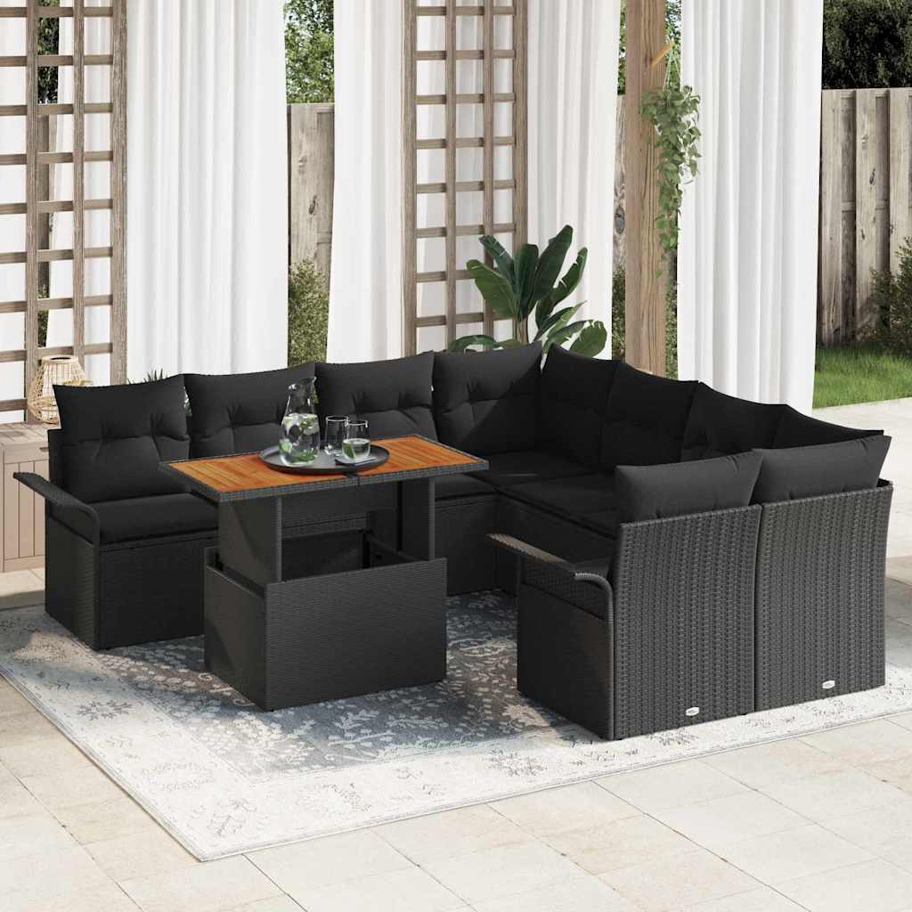 Tuin Sofa Set met kussen Zwart