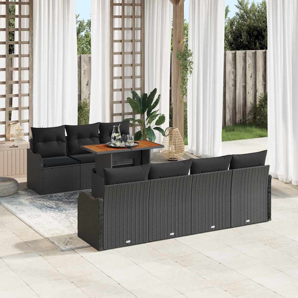 Tuin Sofa Set met kussen 8 pcs Zwart