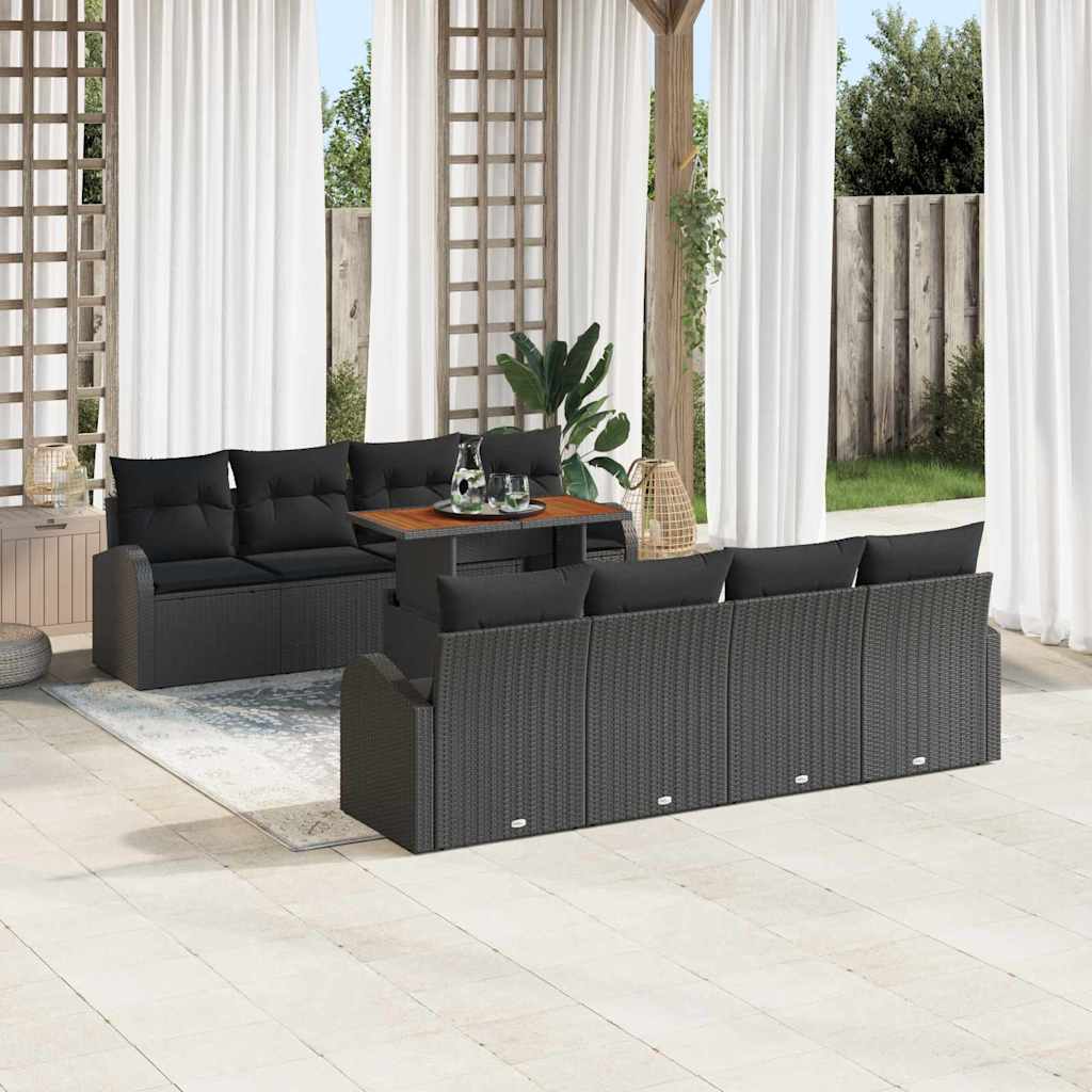 Tuin Sofa Set met kussen 7 pcs Zwart