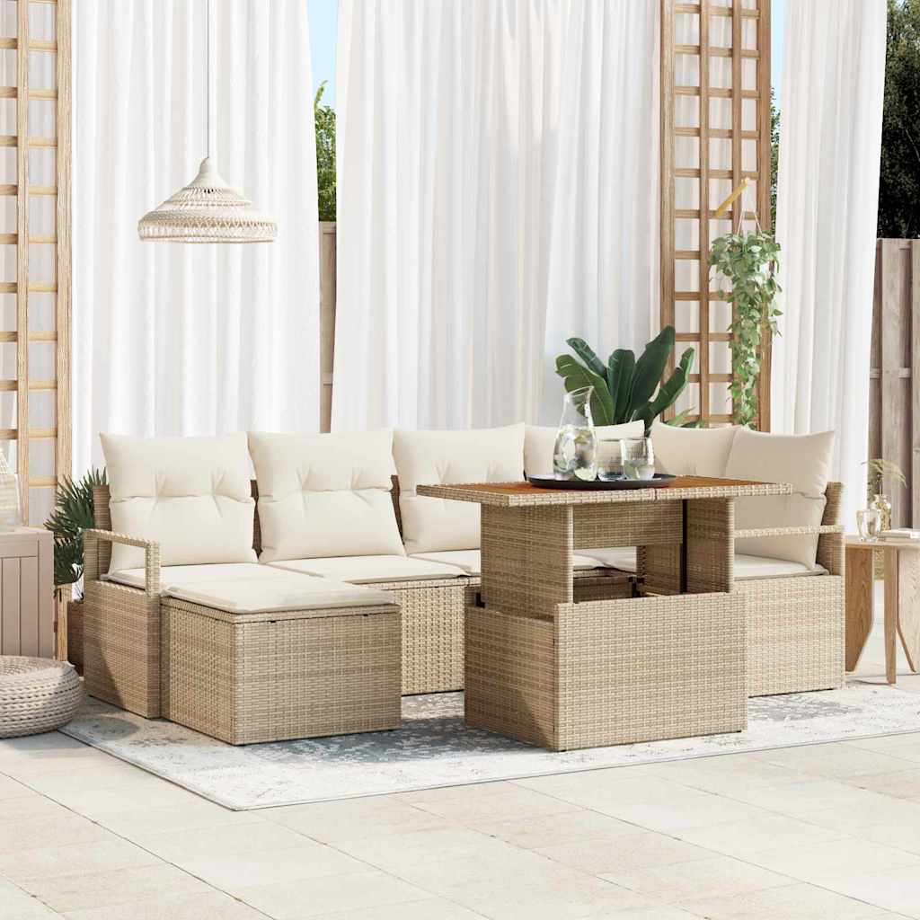 Tuinbankenset 7 pcs Beige en Crème