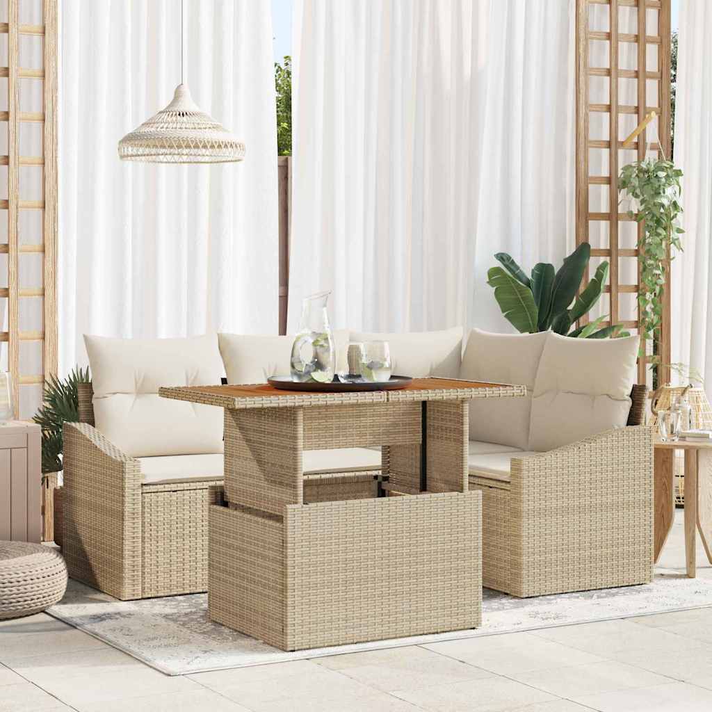 Tuinbankenset 5 st Beige en Crème