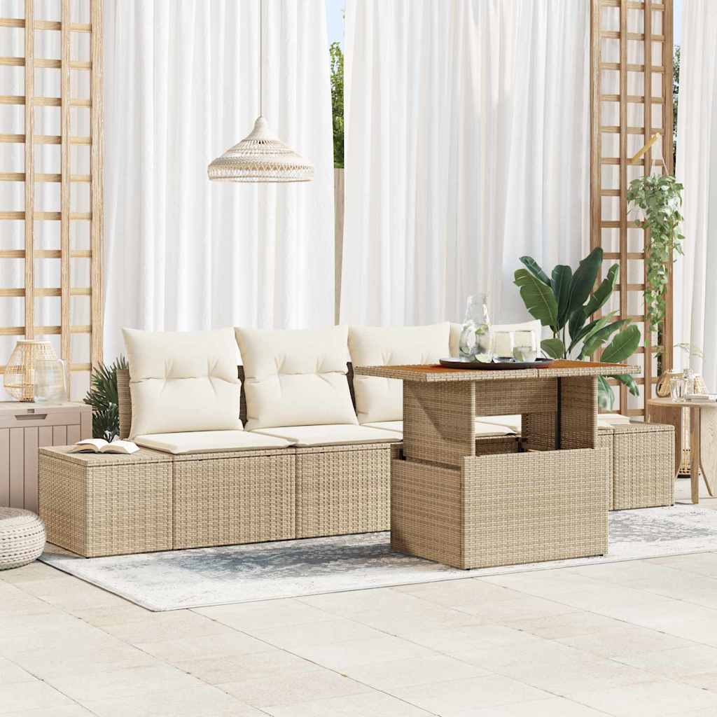 Tuinbankenset 5 st Beige en Crème