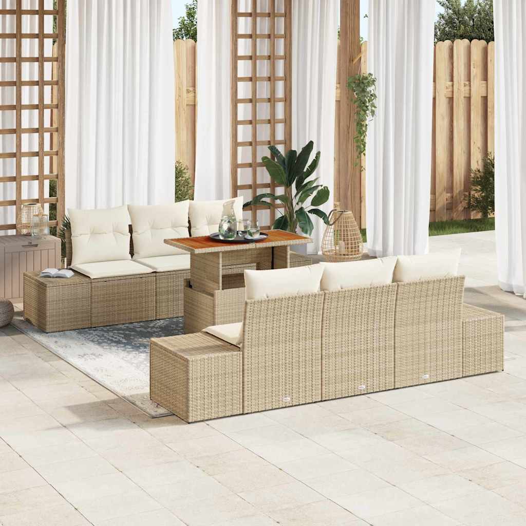 Tuinbankenset 7 st Beige en Crème