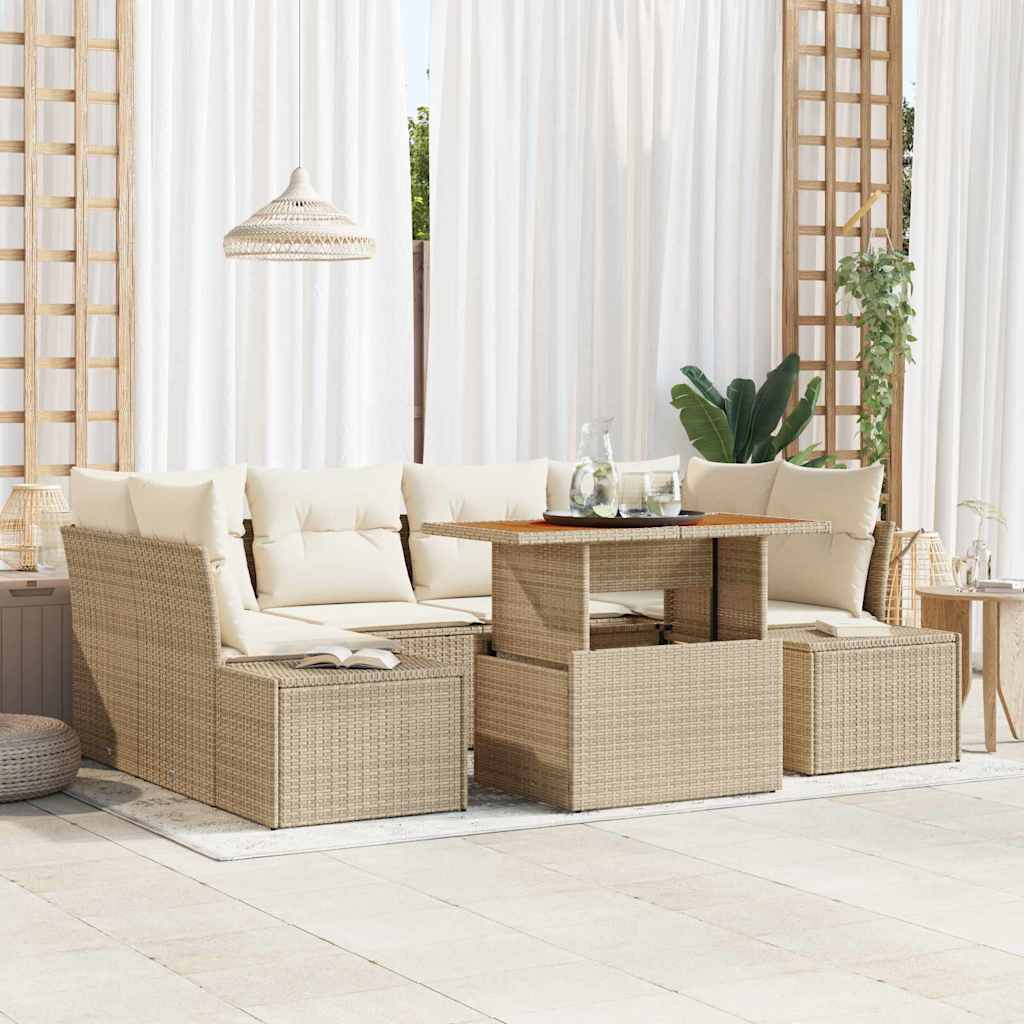 Tuinbankenset 7 st Beige en Crème