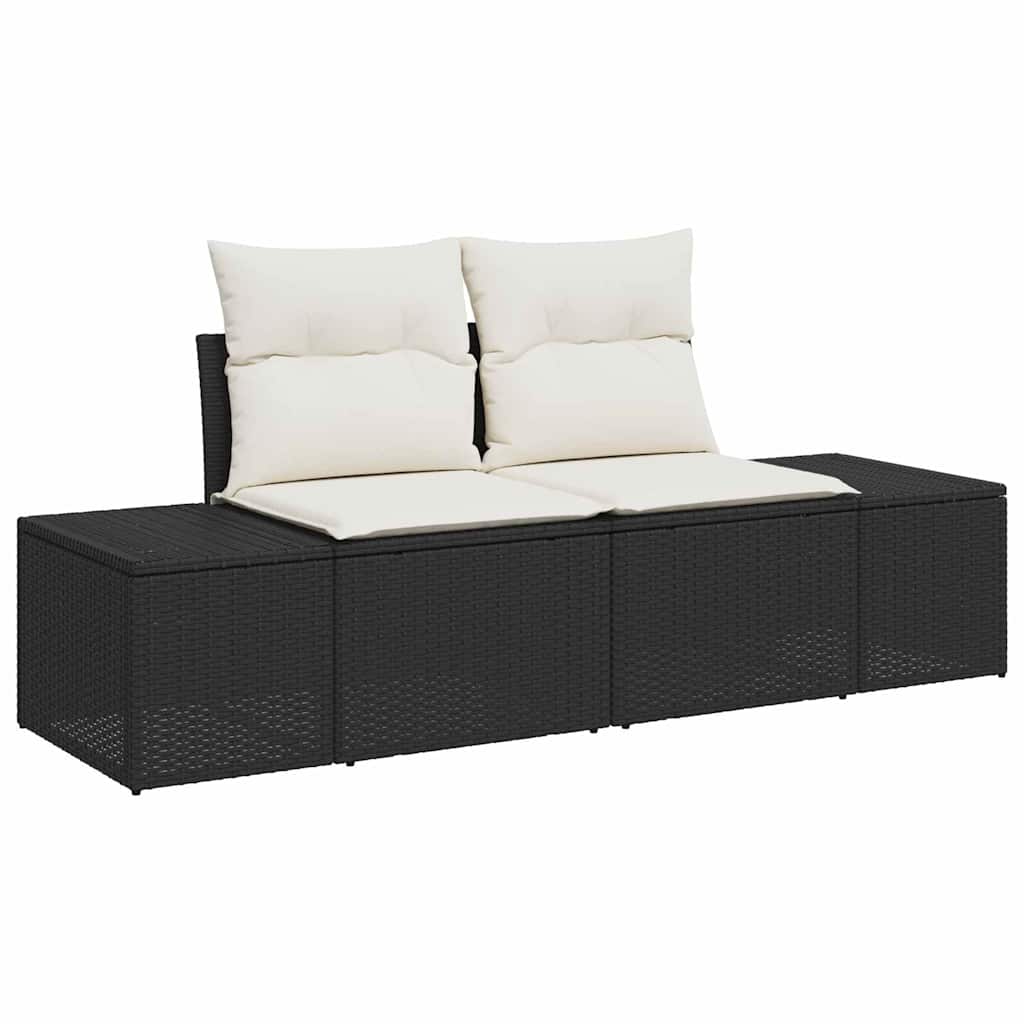 Tuinbankenset 9 st Zwart poly rattan – afbeelding 4