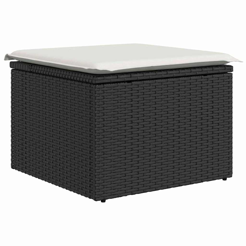 Tuinbankenset 9 st Zwart poly rattan – afbeelding 6