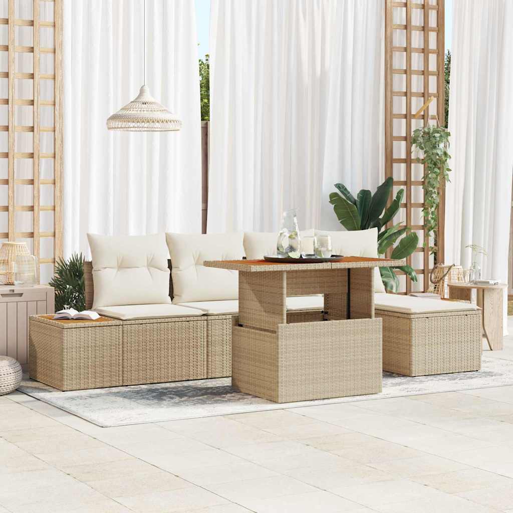 Tuinbankenset 6 pcs Beige en Crème