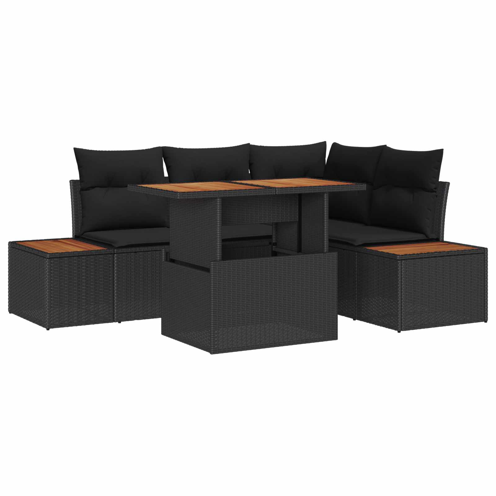 Tuin Eetset met kussen 5 pcs Zwart en Bruin