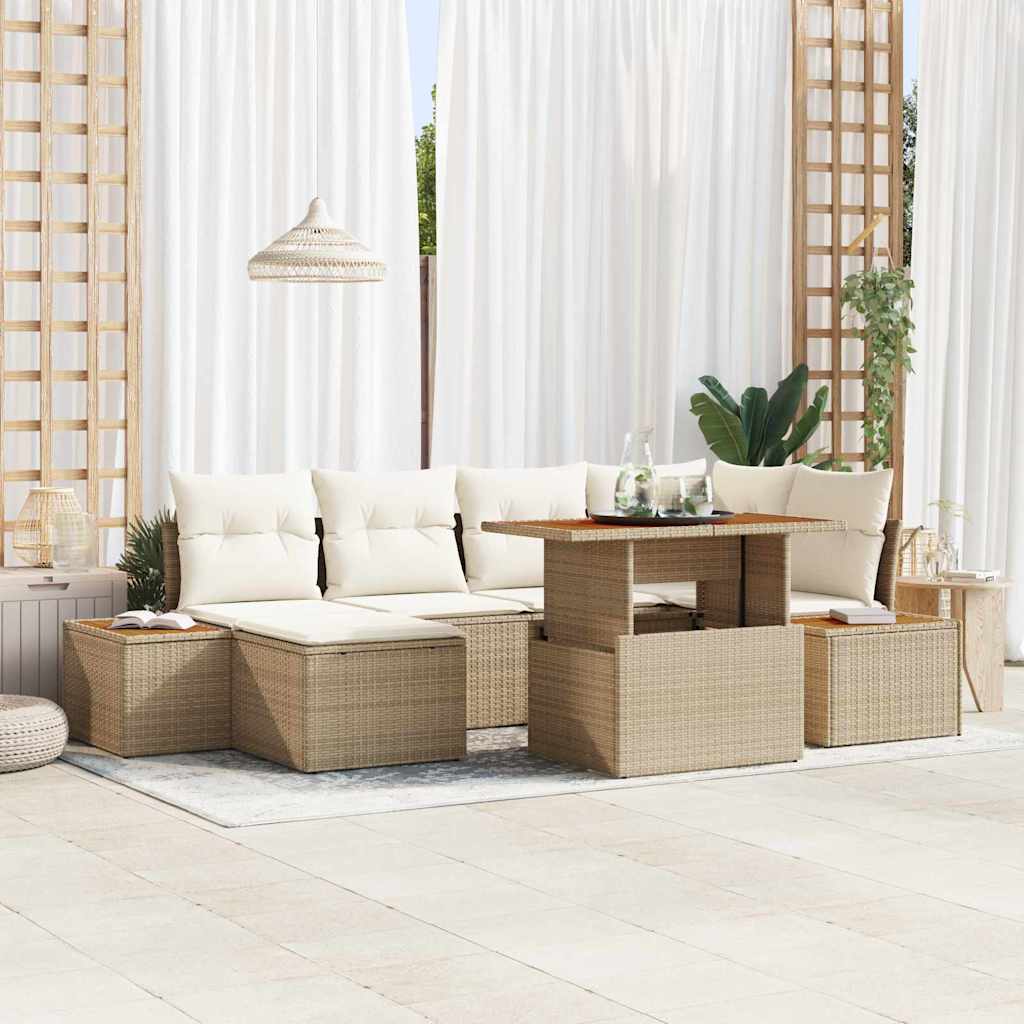 Tuinbankenset 7 pcs Beige en Crème