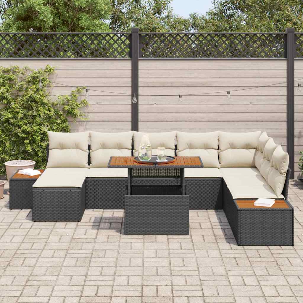 Tuinbankenset 9 st Zwart en Beige – afbeelding 3