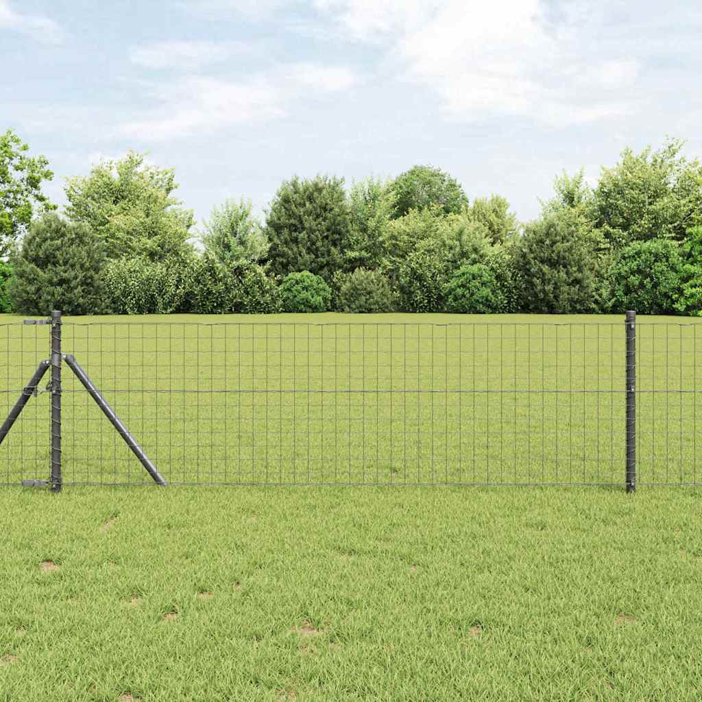 Hek met Paal Grijs 0,4 x 25 m Staal en PVC