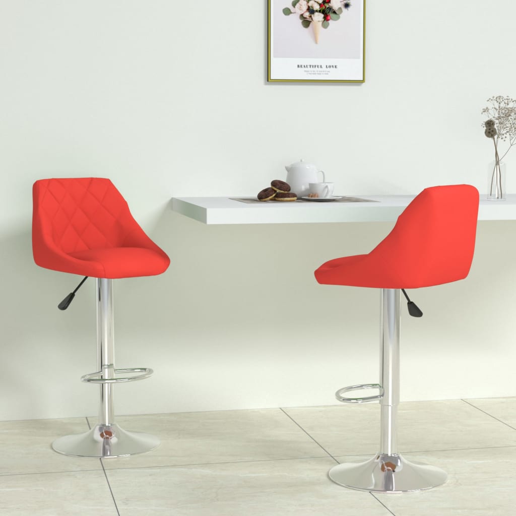 Barstoelen 2 st kunstleer rood – afbeelding 1