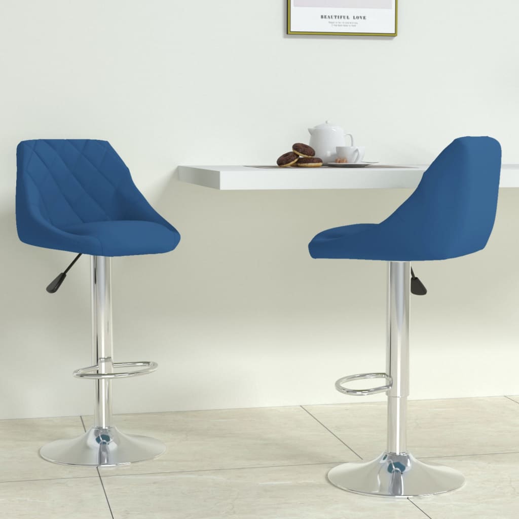 Barkrukken 2 st fluweel blauw