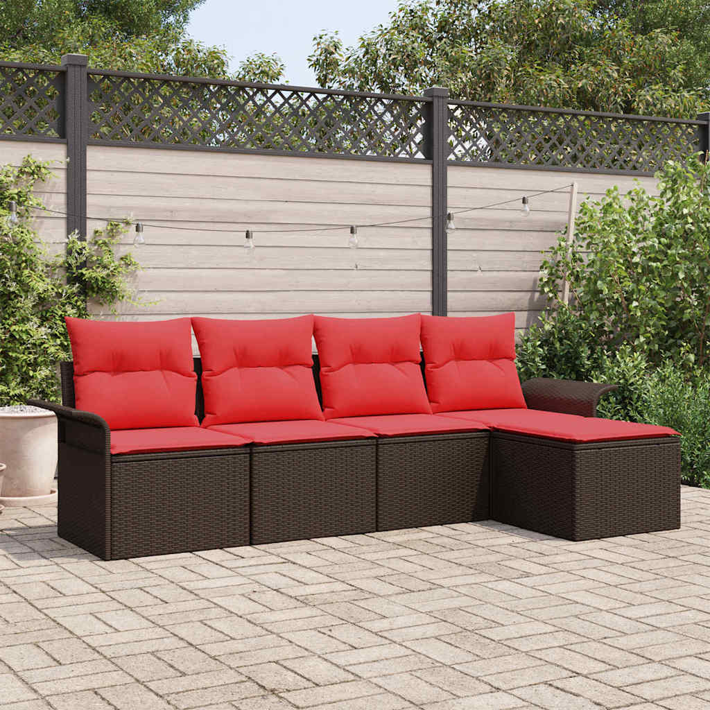 Tuin Sofa Set met opslag 5 pcs Bruin poly rattan – afbeelding 1