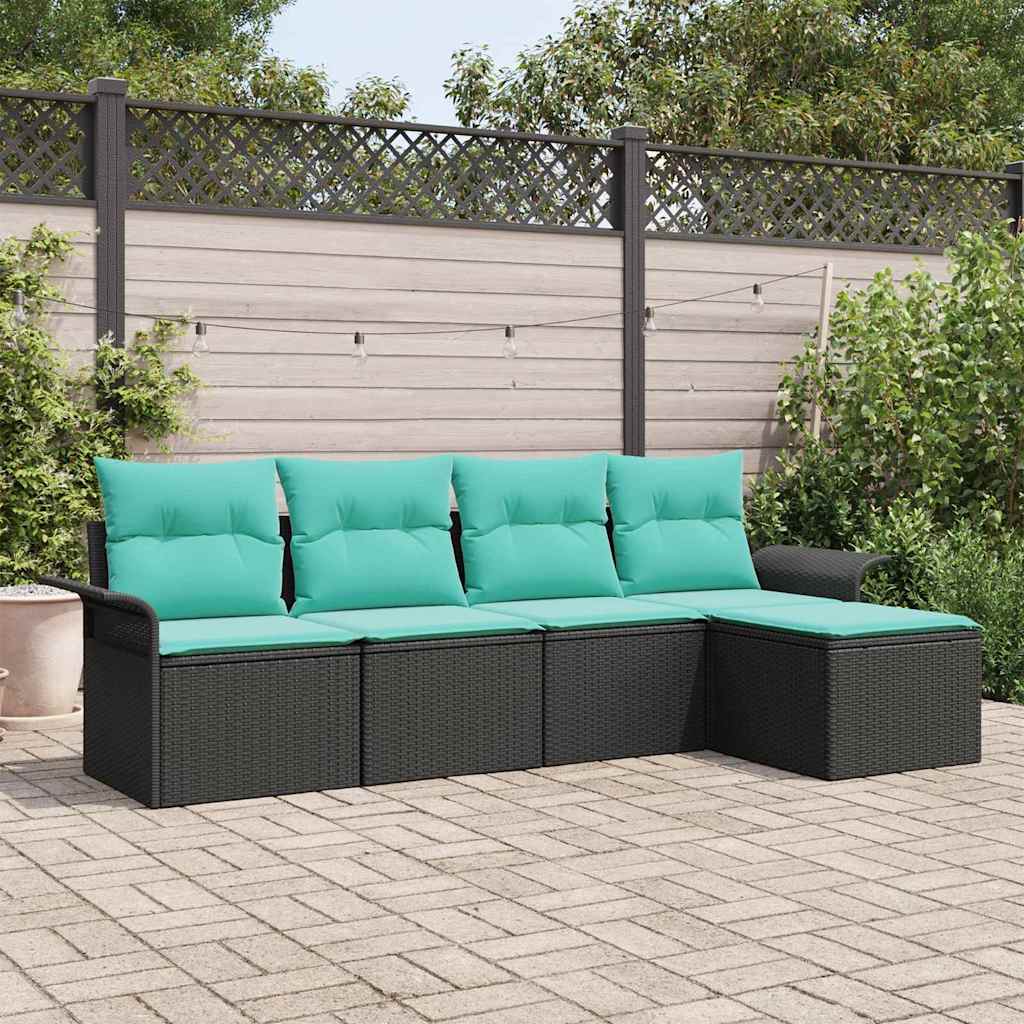 Tuin Sofa Set met opslag 5 pcs Zwart poly rattan – afbeelding 1