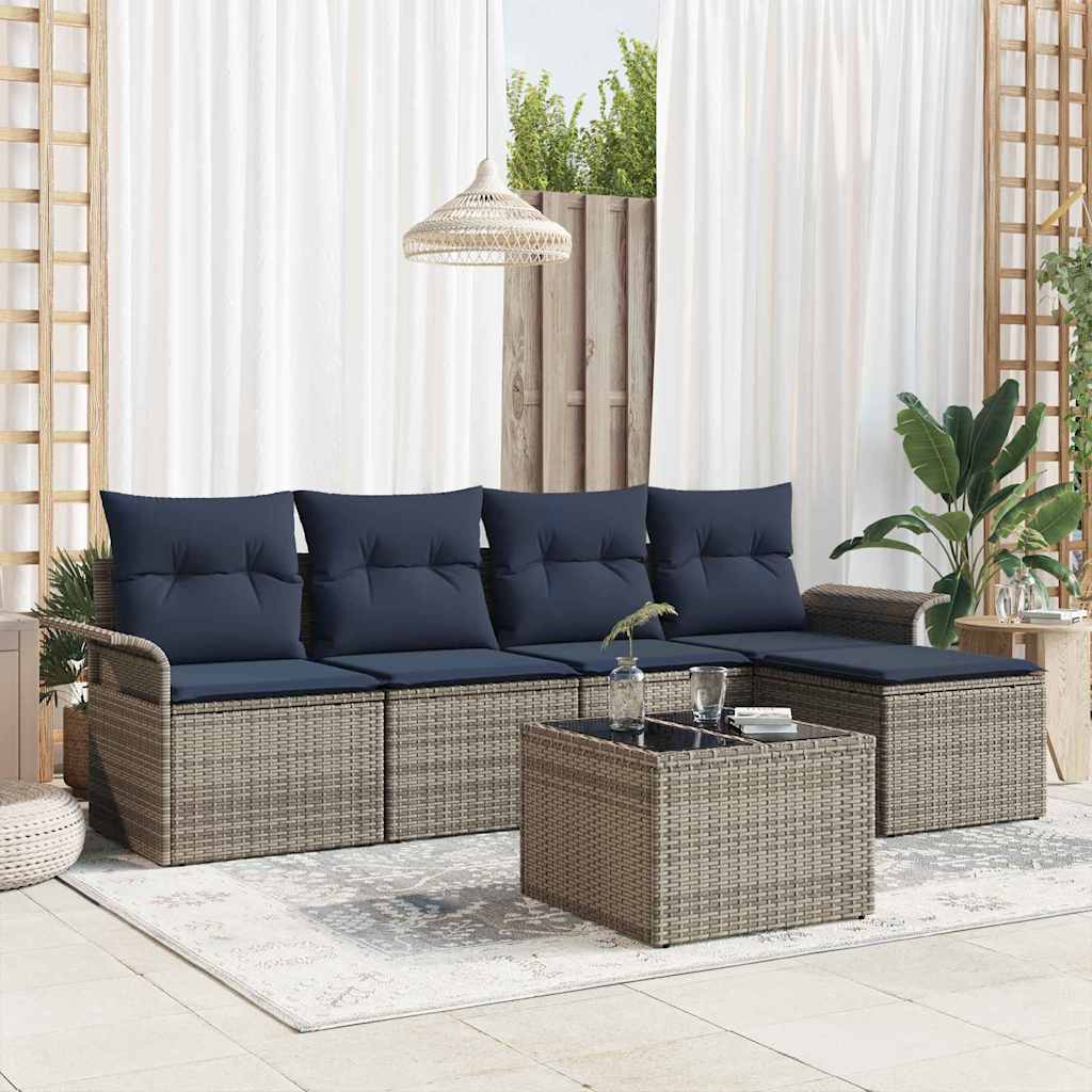 Tuin Sofa Set met opslag 6 pcs Grijs poly rattan – afbeelding 1