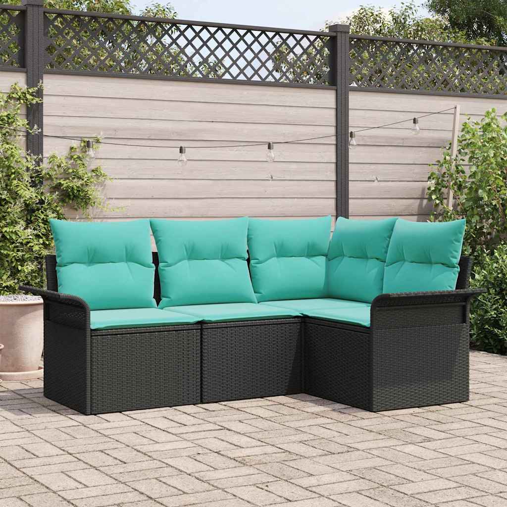 Tuin Sofa Set met opslag 4 pcs Zwart poly rattan – afbeelding 1