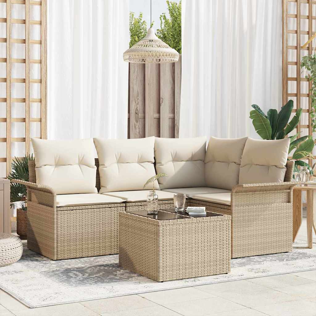 Tuin Sofa Set 5 st Beige poly rattan