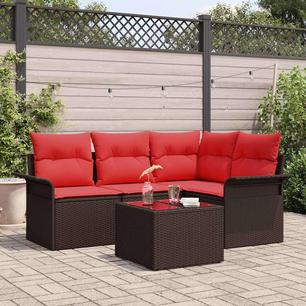 Tuin Sofa Set met opslag 5 pcs Bruin poly rattan – afbeelding 1
