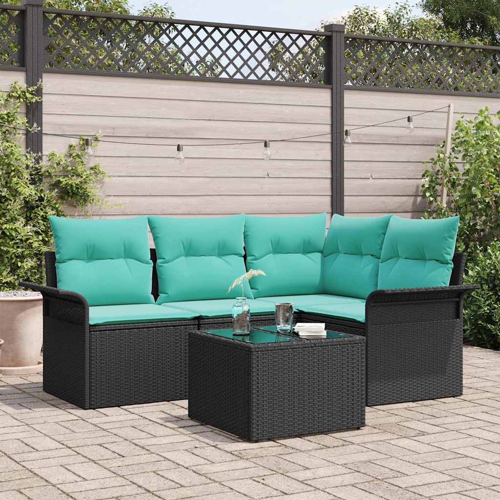 Tuin Sofa Set met opslag 5 pcs Zwart poly rattan – afbeelding 1
