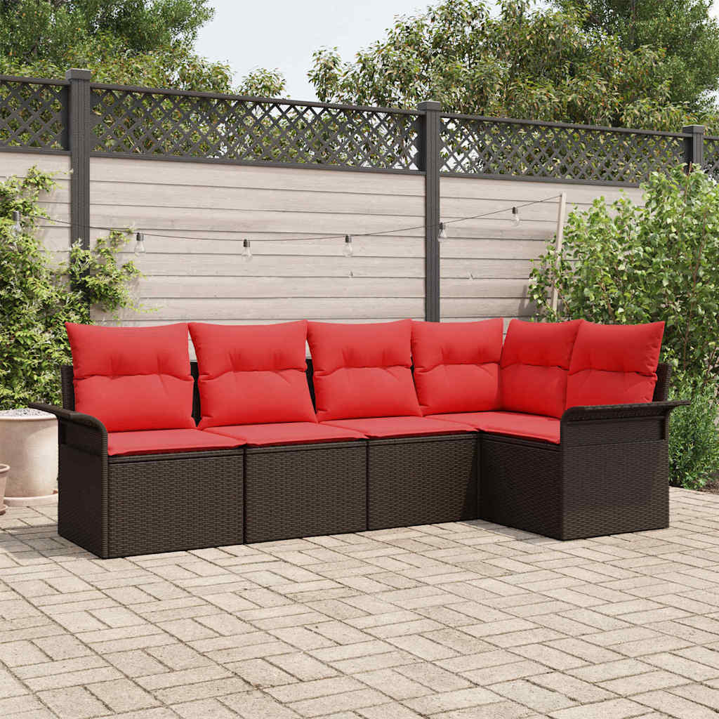 Tuin Sofa Set met opslag 5 pcs Bruin poly rattan – afbeelding 1