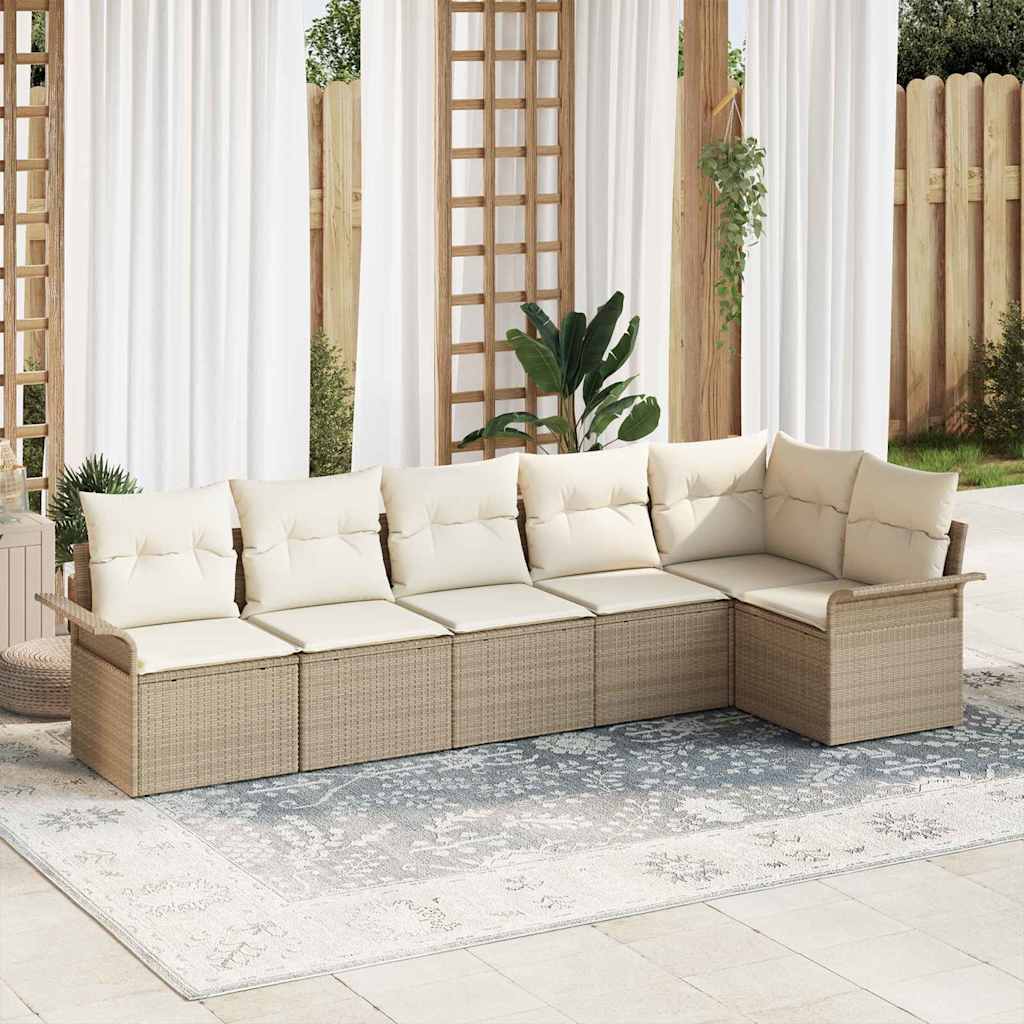 Tuin Sofa Set 6 st Beige poly rattan – afbeelding 1