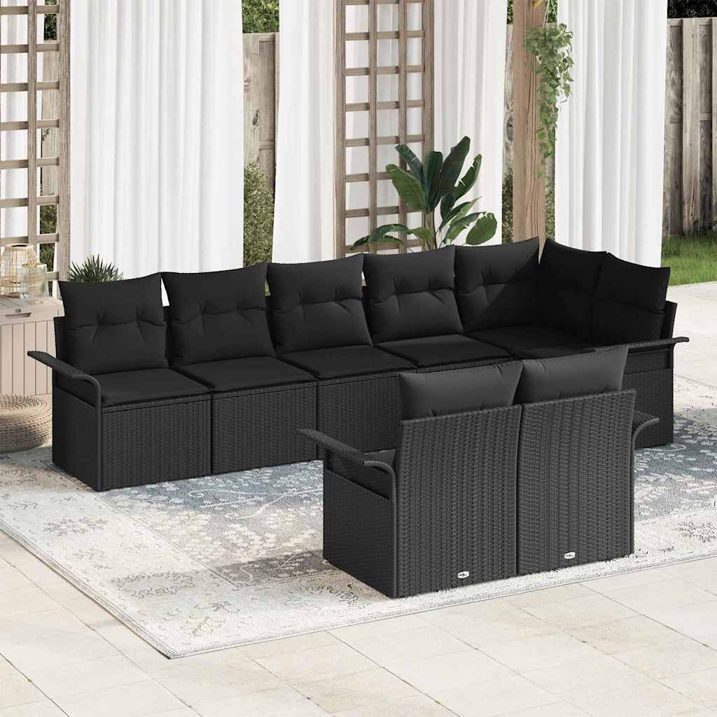 Tuin Sofa Set met opslag 8 pcs Zwart poly rattan – afbeelding 1