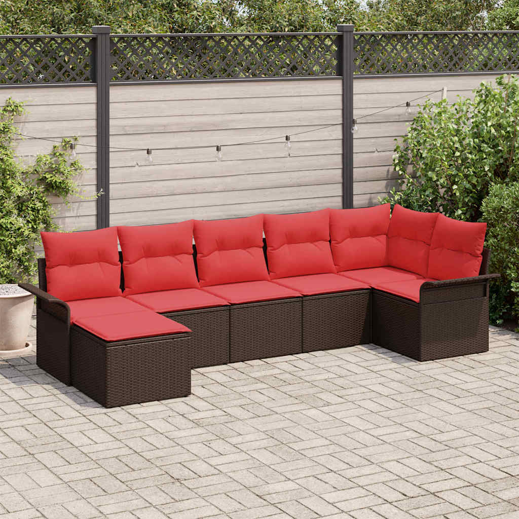 Tuin Sofa Set met opslag 7 pcs Beige poly rattan – afbeelding 1