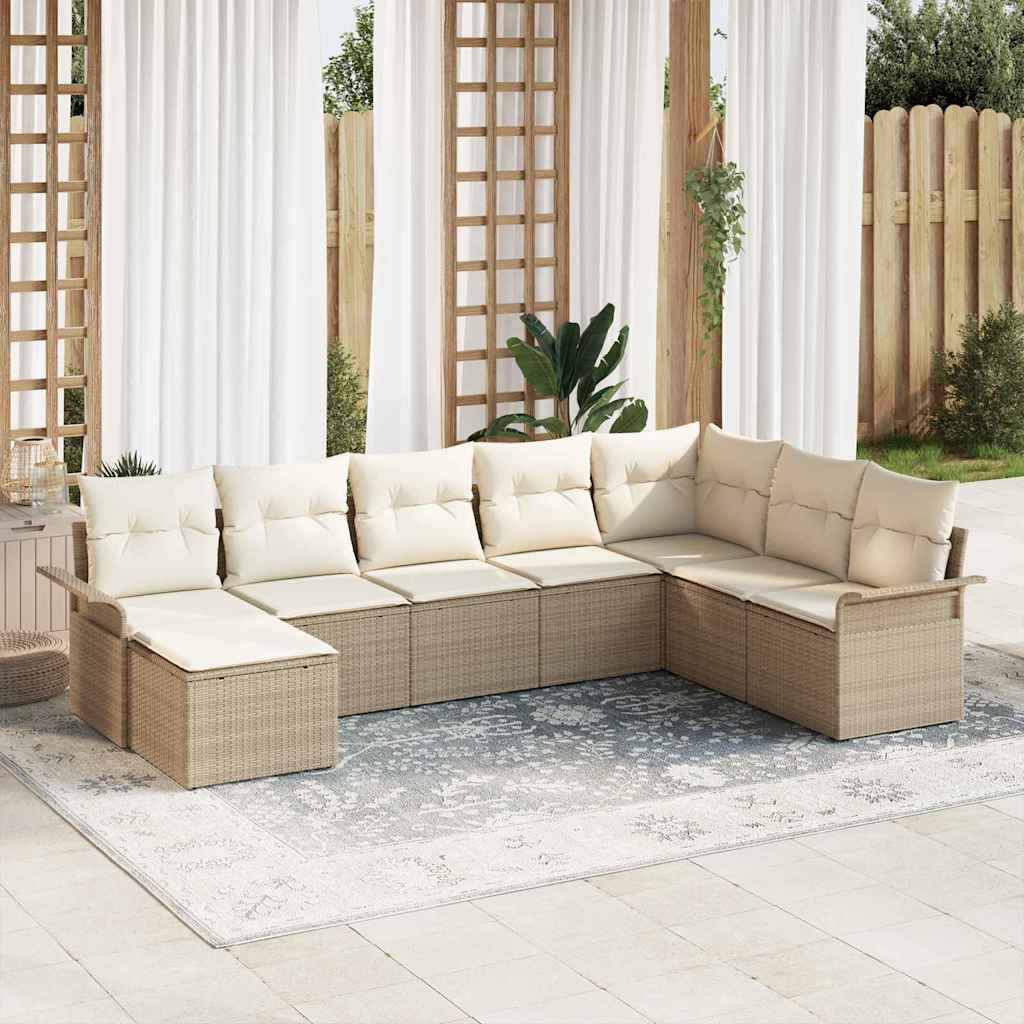 Tuin Sofa Set 8 st Beige Poly riet – afbeelding 1