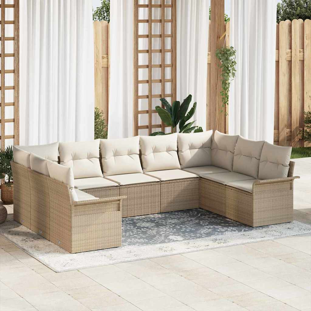 Tuin Sofa Set 9 st Beige poly rattan