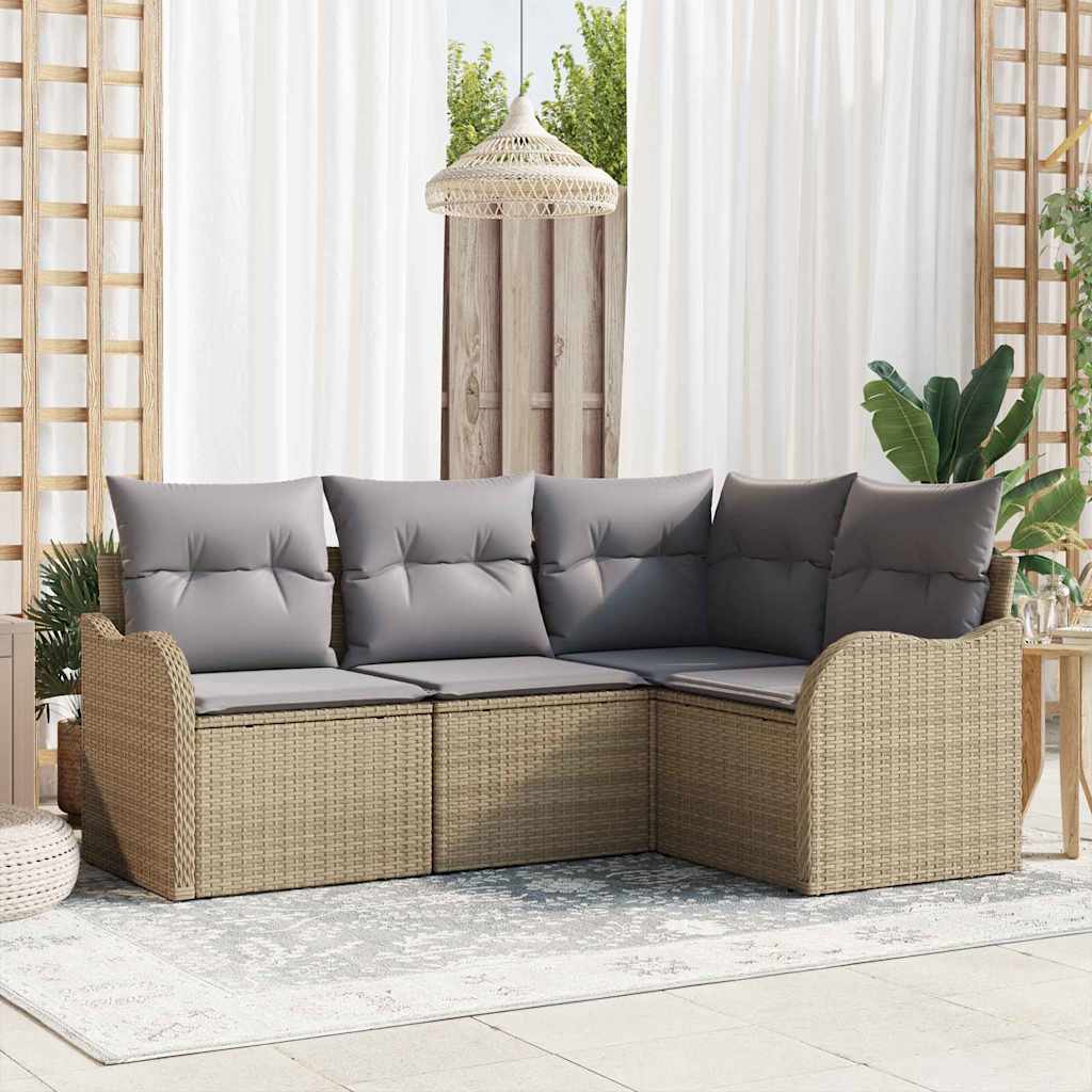 Tuin Sofa Set met opslag 4 pcs Beige poly rattan