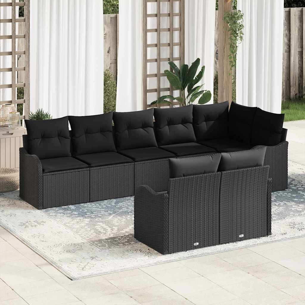 Tuin Sofa Set met opslag 8 pcs Zwart poly rattan