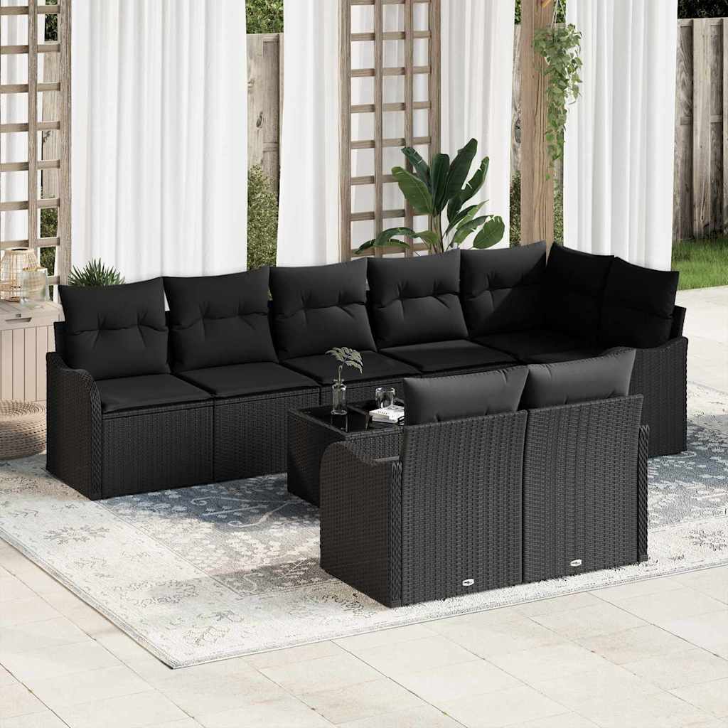 Tuin Sofa Set met opslag 9 pcs Zwart poly rattan – afbeelding 1
