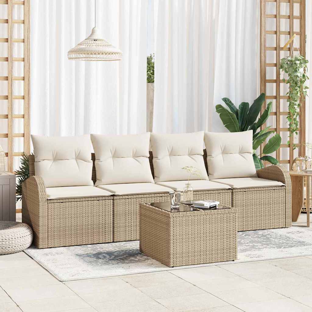 Tuin Sofa Set 5 st 4-Aantal zitplaatsen Beige en Crème