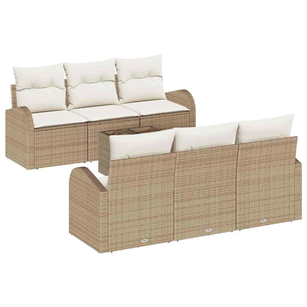 Tuin Sofa Set 7 st 6-Aantal zitplaatsen Beige en Crème